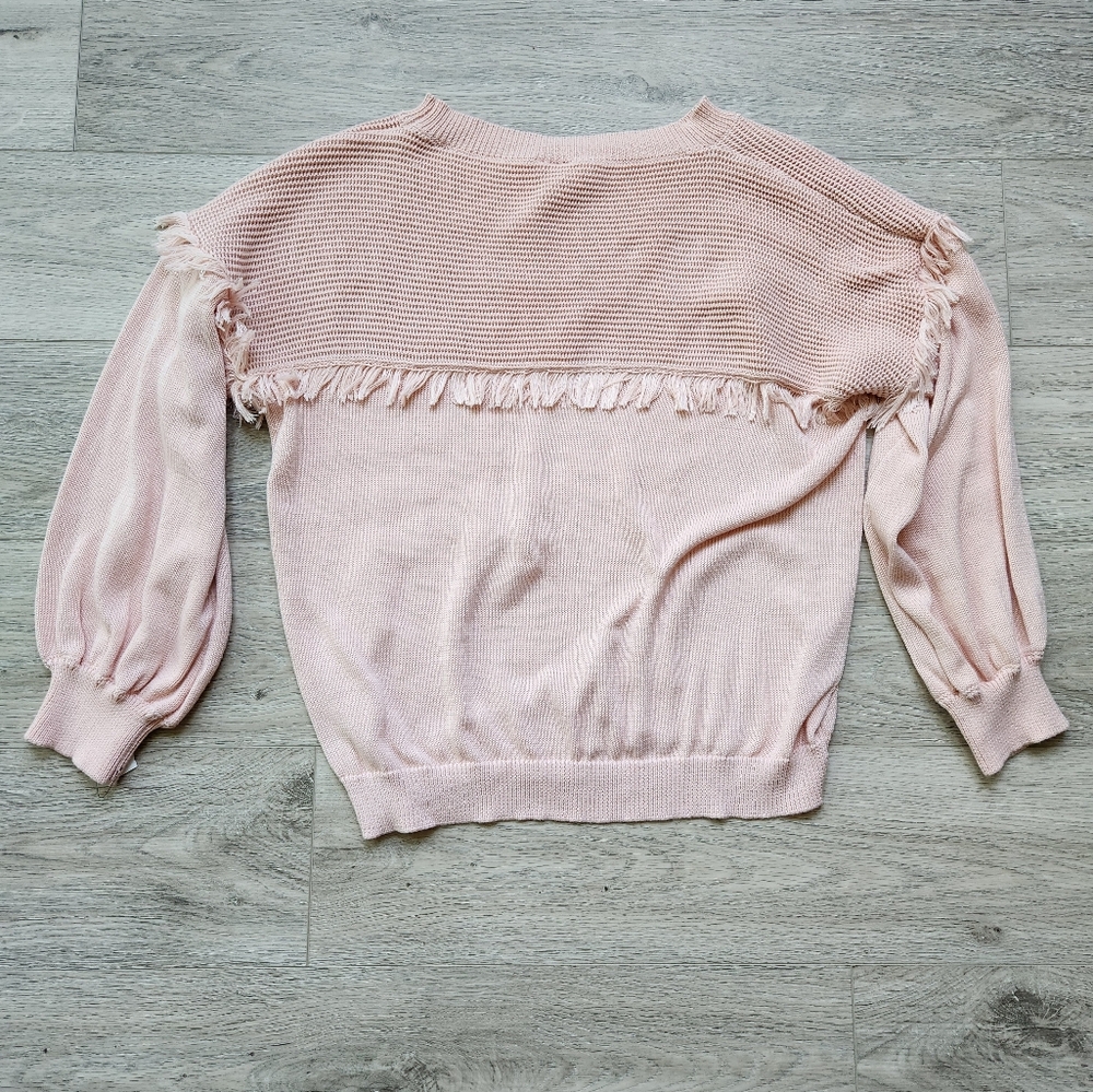 Grace + Karma Pink Fringe Sweater Womens Medium Long Sleeve Knit Nwt - Picture 7 of 9
